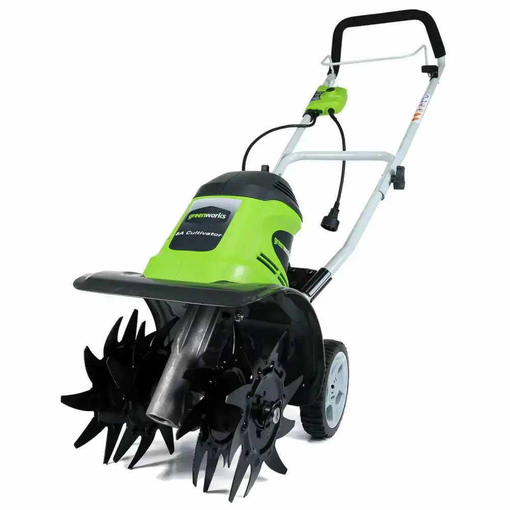 Greenworks 8 Amp 10-Inch Corded Electric Cultivator Tiller Small Garden Beds