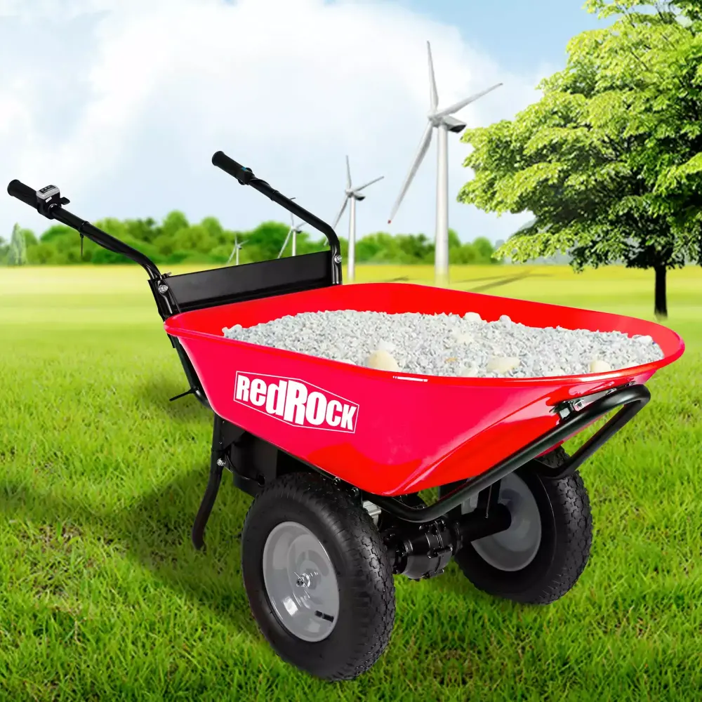 Clearance RedRock Electric Powered Wheelbarrow Utility Cart 24V DC 180W AGM Battery 330lbs Capacity