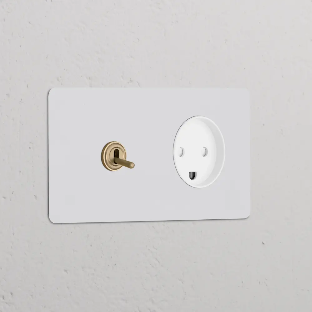 Kew Double Toggle & Danish Type K Socket - Paintable Antique Brass | Pearl