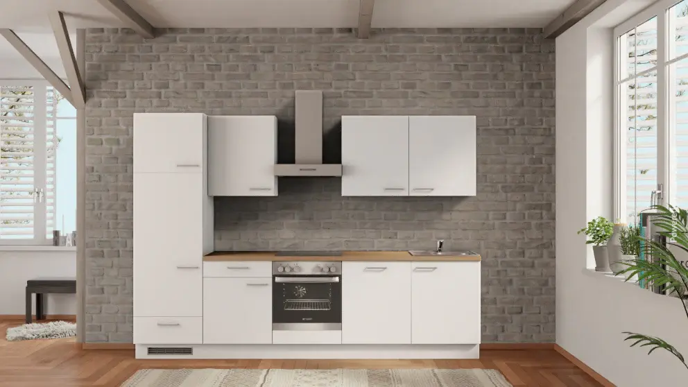 nobilia Built- Kitchen Unit Bottrop 300 cm Pearl Oak Provence without Electrical Appliances
