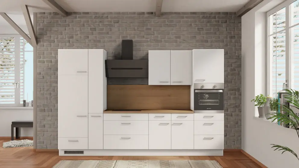 nobilia kitchen Oldenburg 330 cm chalk matte Provence oak fronts electrical appliances