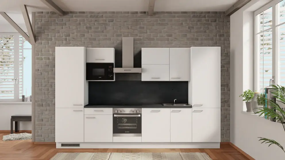 nobilia kitchen unit Braunschweig 345 cm white concrete slate graphite electrical appliances