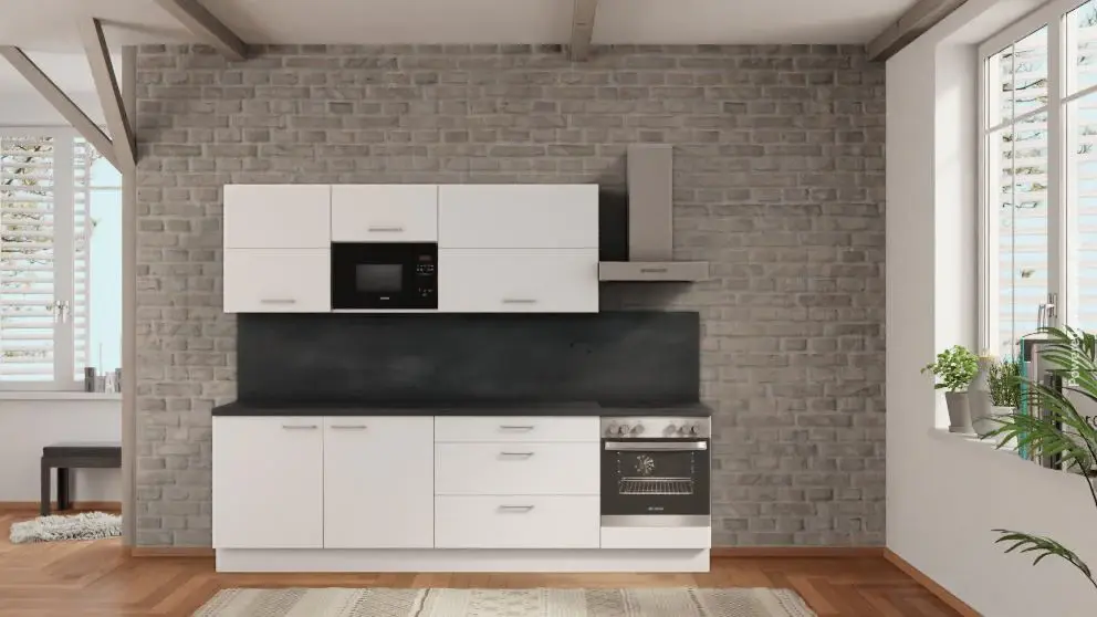 nobilia kitchen Witten 270 cm white matte kitchens cheap order concrete slate gray microwave