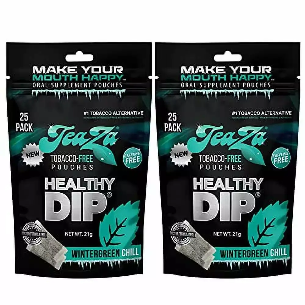 Teaza Herbal Energy Pouches Tobacco Free Nicotine Free Wintergreen Chill 2 Pack TeaZa Energy