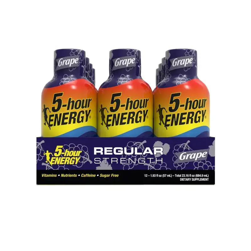 5-hour Energy Regular Strength Sugar Free Grape Energy Shot 1.93 oz Pack 12