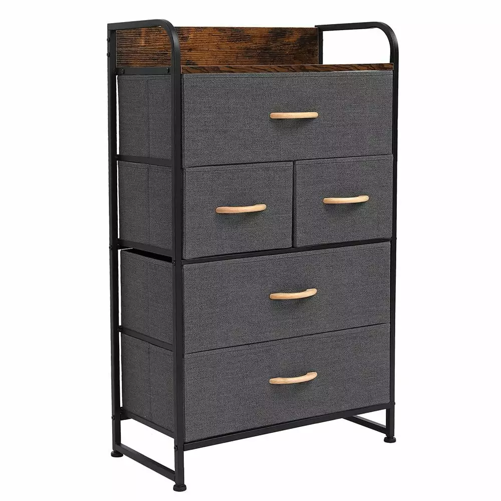 Zimtown 5-Drawer Fabric Dresser Storage Tower Bedroom Living Room Hallway Closets