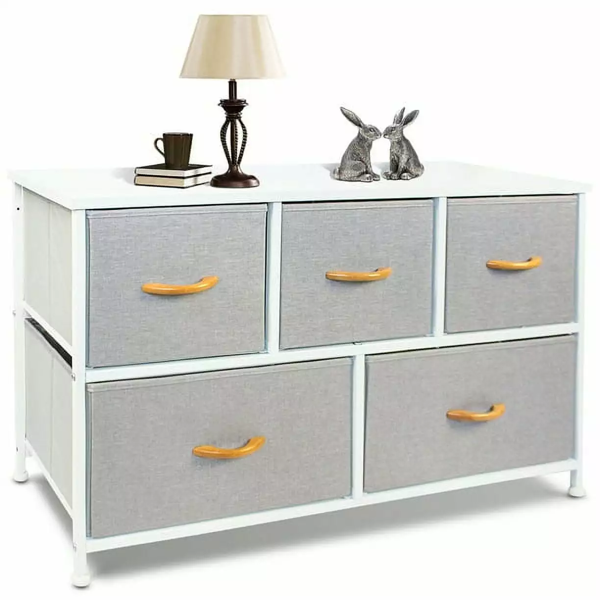 Bigroof 5-Drawer Fabric Dresser Storage Unit Bedroom Closet Living Room