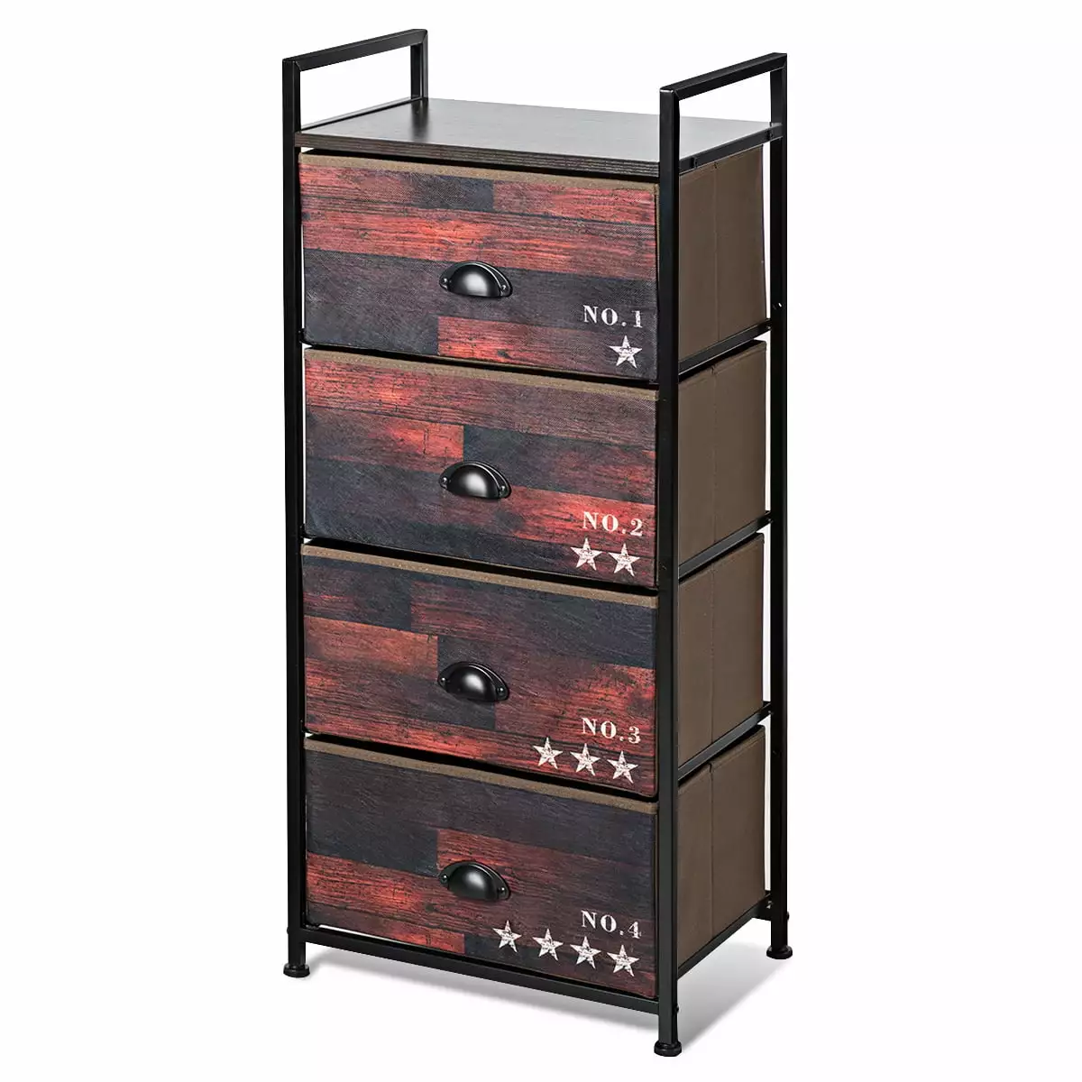 Costway 4 Drawer Fabric Dresser Storage Tower Nightstand Sturdy Steel Frame Closet Organizer