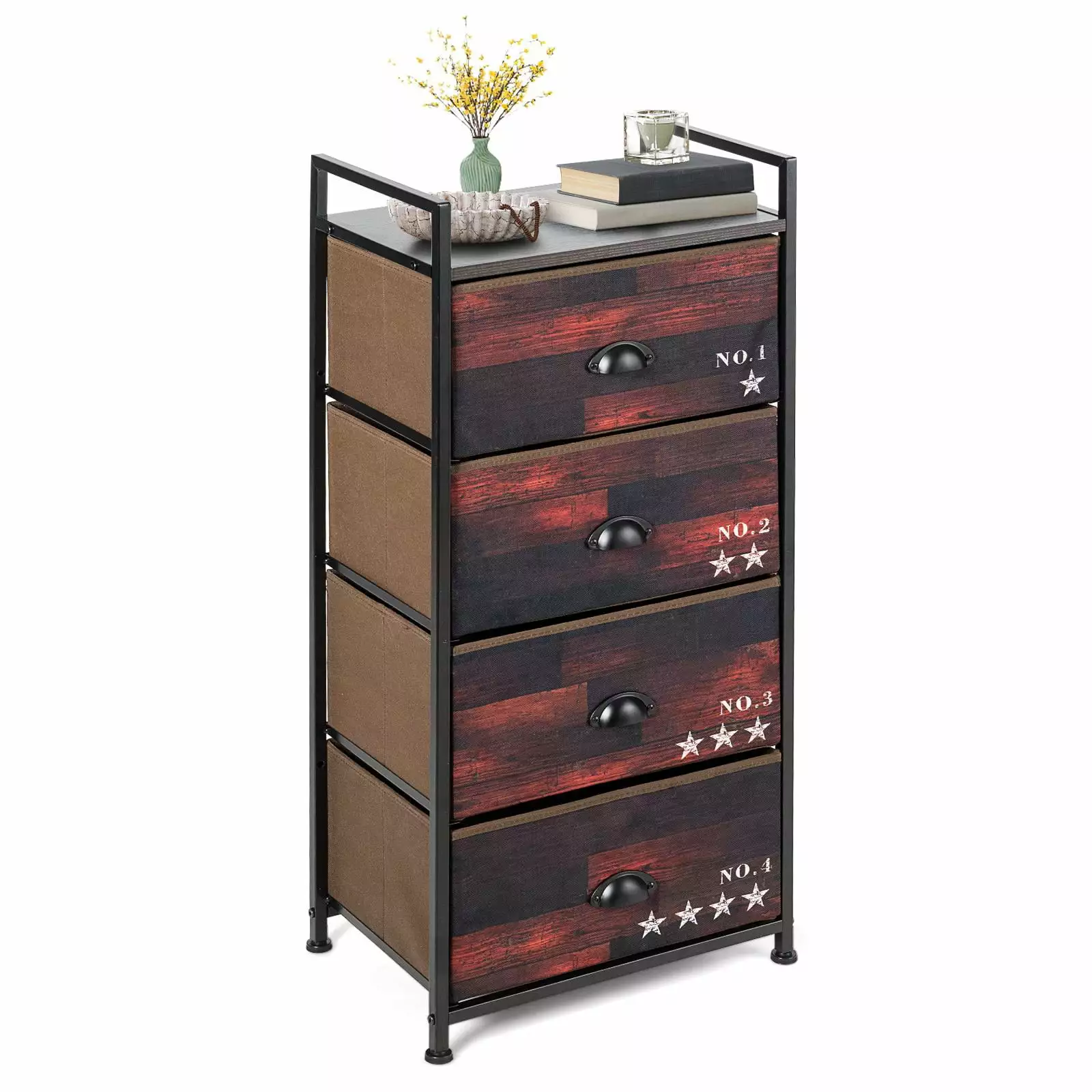 Giantex 4-Drawer Dresser Fabric Storage Cabinet Tower Unit Handles