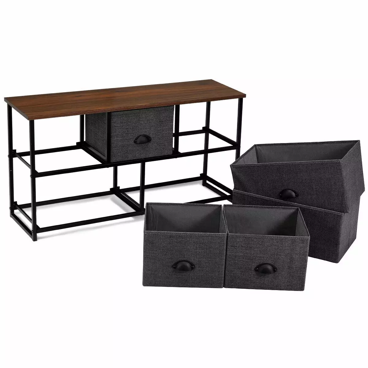 Giantex Dresser Tower Storage Removable Fabric Bins and Metal Frame Closet Organization
