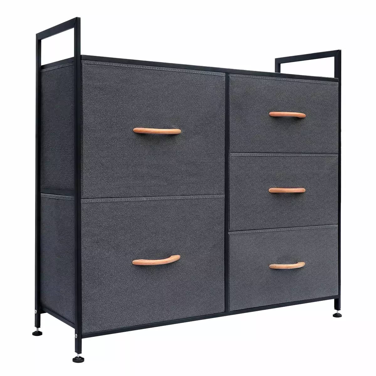 SEKKVY Dresser Storage 5 Drawers Fabric Bins Bedroom Laundry Hallway Entryway Office Organization Grey
