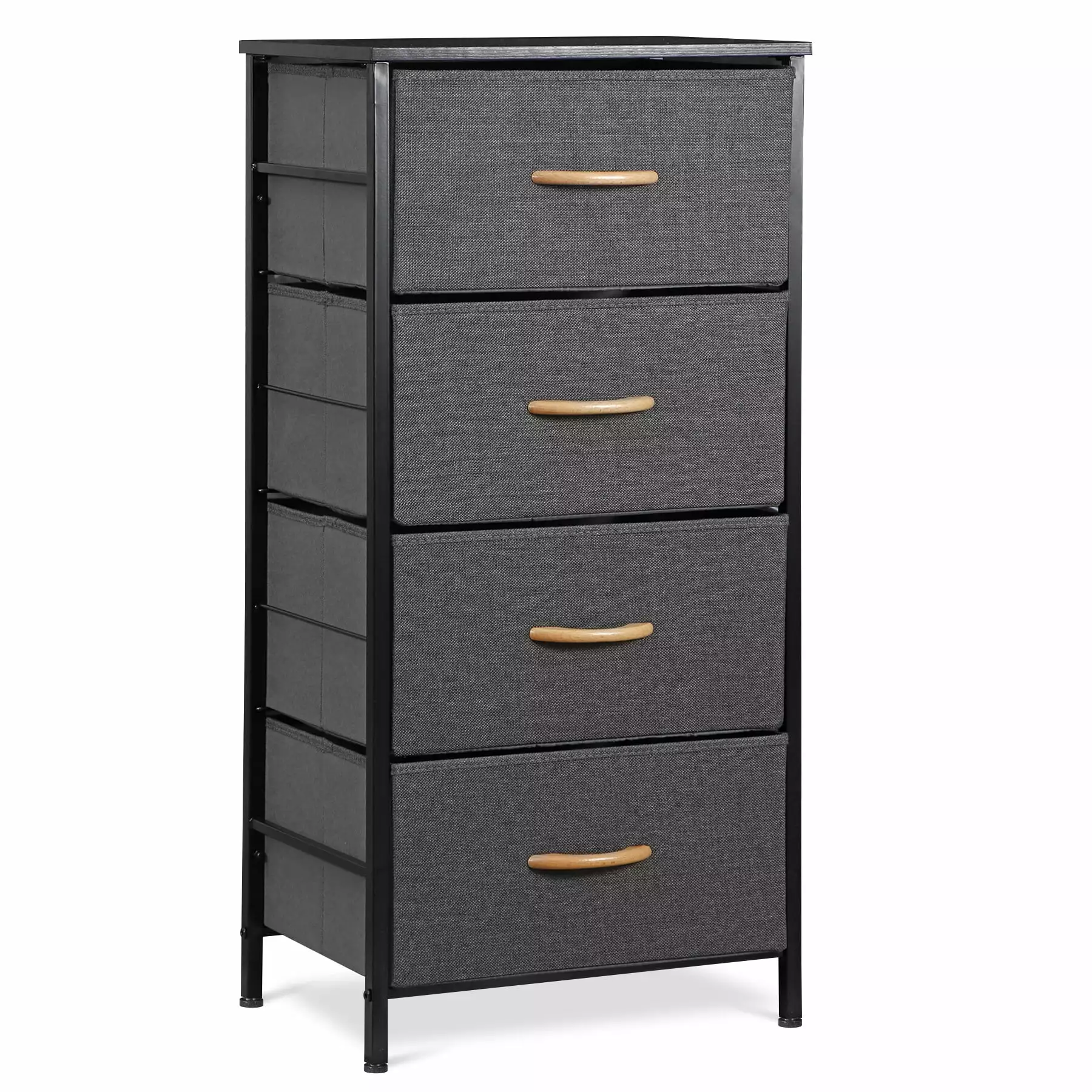 ZENY 4 Drawer Fabric Dresser Storage Tower Arranger Unit Bedroom Living Room Hallway Closet Entryway Dark Gray