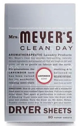 Mrs Meyers Clean Day Fabric Softener Sheets Lavender Scent 80 Count
