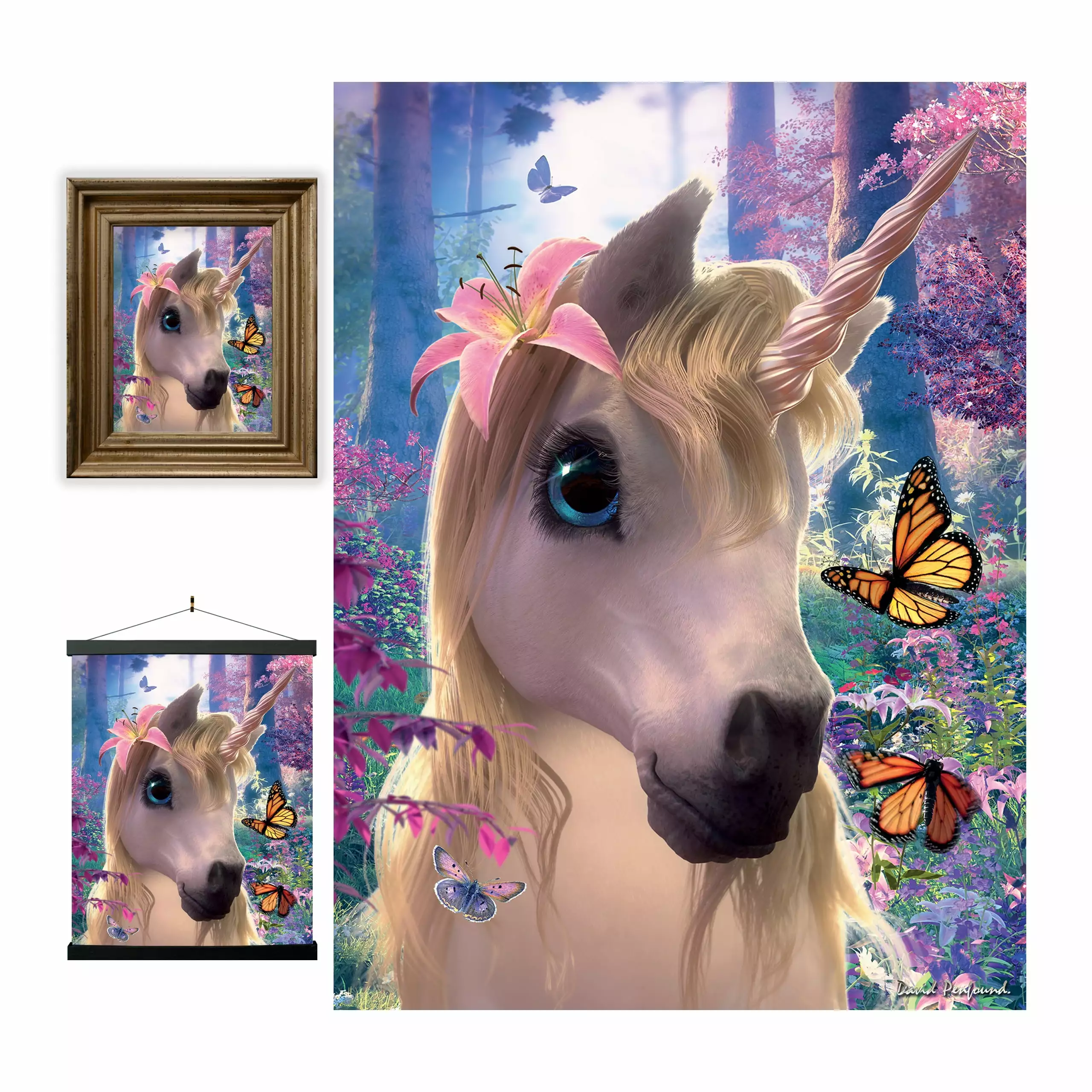 3D LiveLife Lenticular Wall Art Cute Unicorn Fantasy Poster Deluxebase Unframed David Penfound