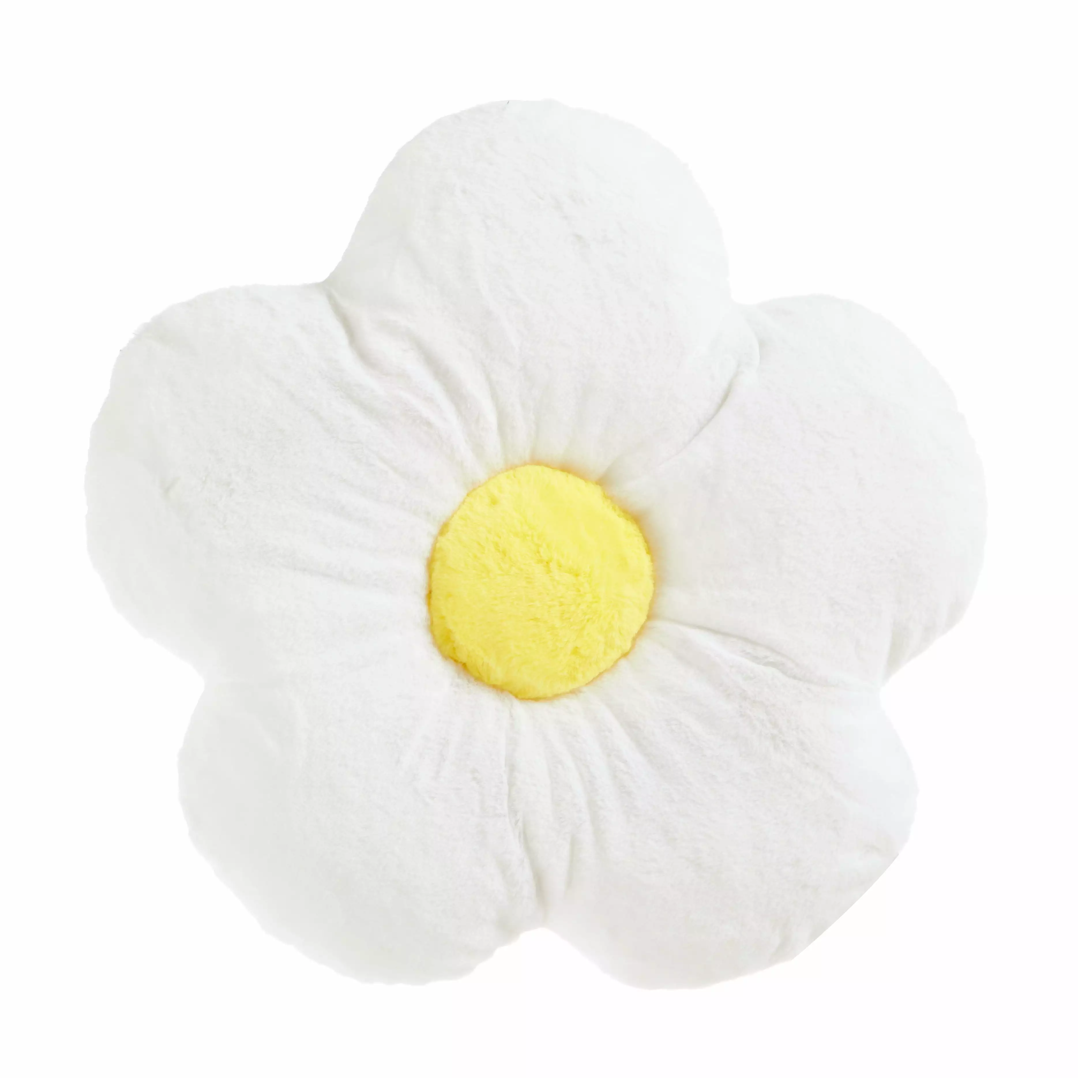 Your Zone Faux Fur Flower Decorative Pillow White Spot-clean 16in