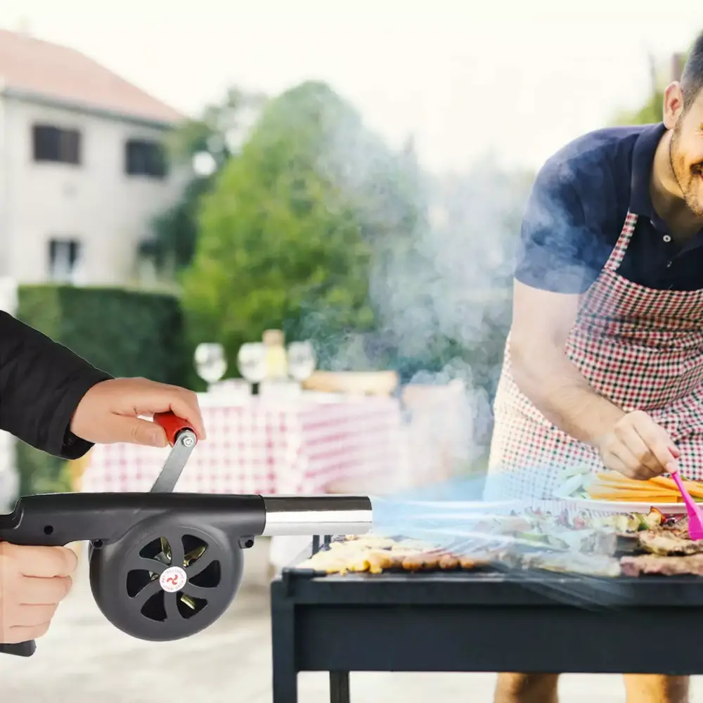 ICQOVD Outdoor Manual Crank Burning Blower BBQ Camping and Picnics 11