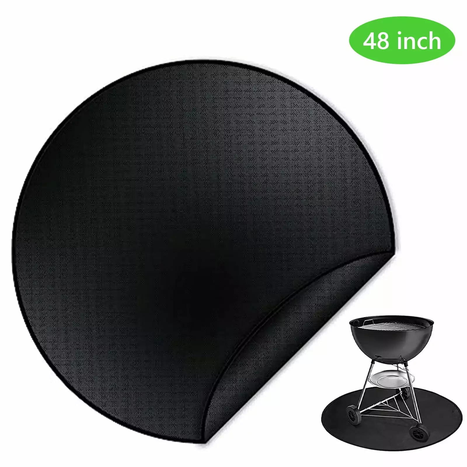 Tripumer Round Fire Pit Mat 48 Inch Fireproof Thickened Double Sided BBQ Grill Mat Travel Friendly Waterproof Oil Proof Black