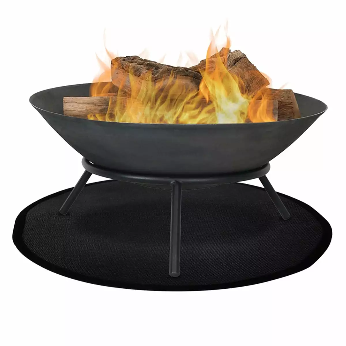 Fire Pit Mat Black Round Stove Mat Fireproof 3 Layer Thick Ember Mat Reusable Grill Deck Protector Waterproof 36 Inch Xiyztok