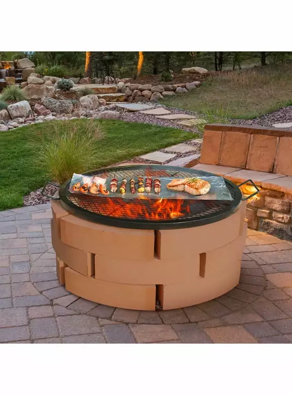 BENTISM 30 Inch Round X-Marks Heavy-Duty Fire Pit Grill Grate Pack 2