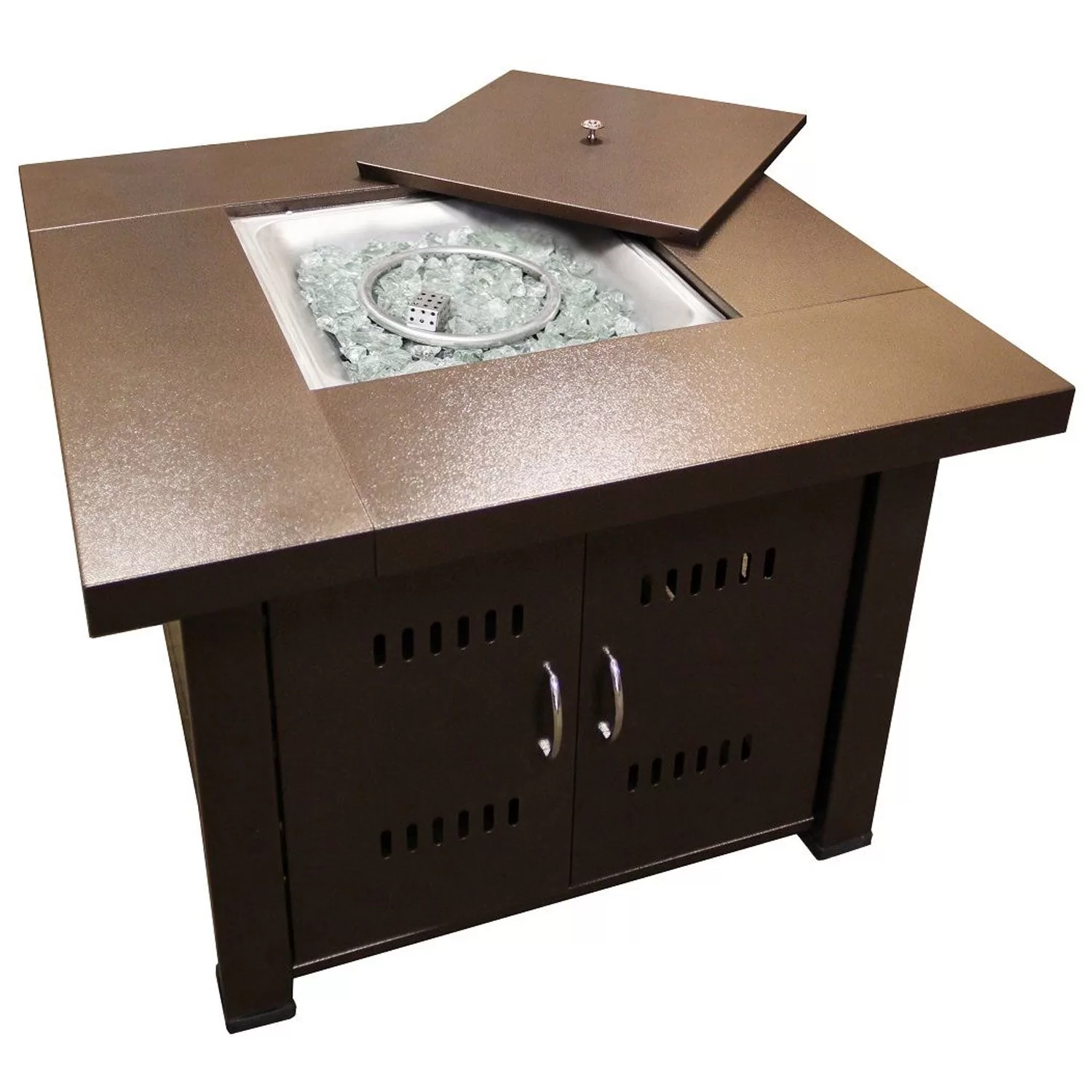 AZ Patio Heaters GS-F-PC Fire Pit 38 Inch 40000 BTU Table Glass Beads Bronze