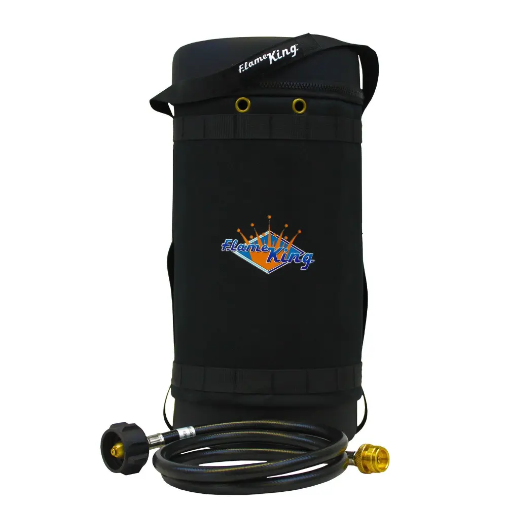 Flame King Propane Gas Hauler Kit-Insulated Protective Carry Case 10lb Propane Tank plus Adapter Hose
