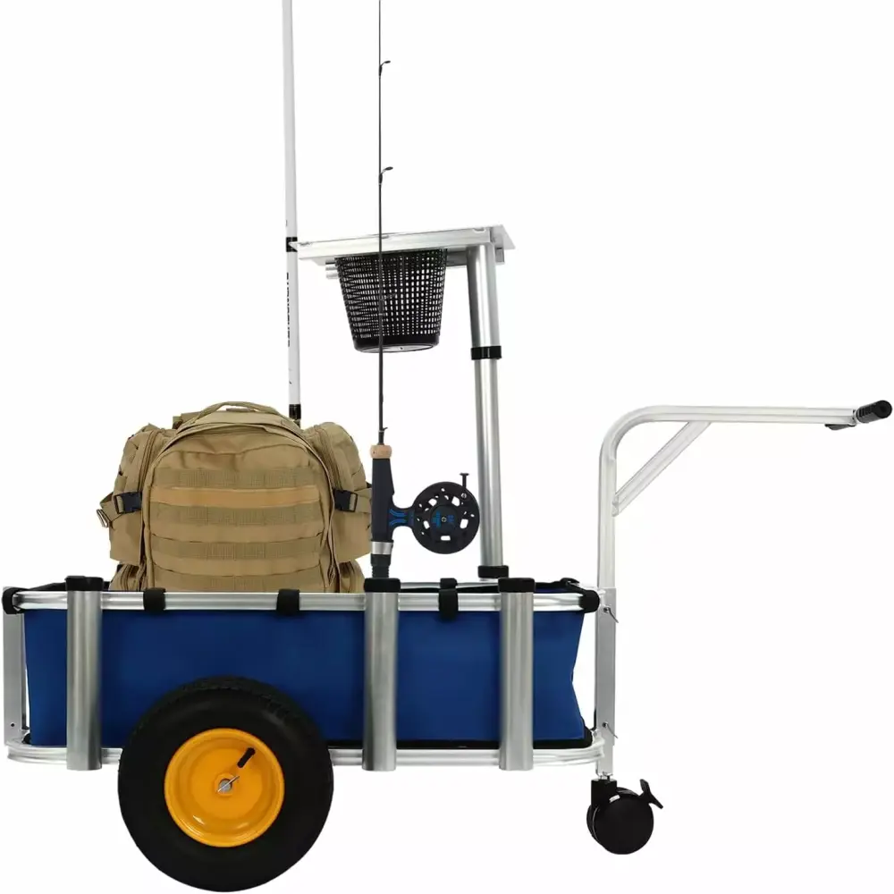 Beach Fishing Cart Heavy-Duty Aluminum Wagon Balloon Tires 176lb Load Capacity Camping None
