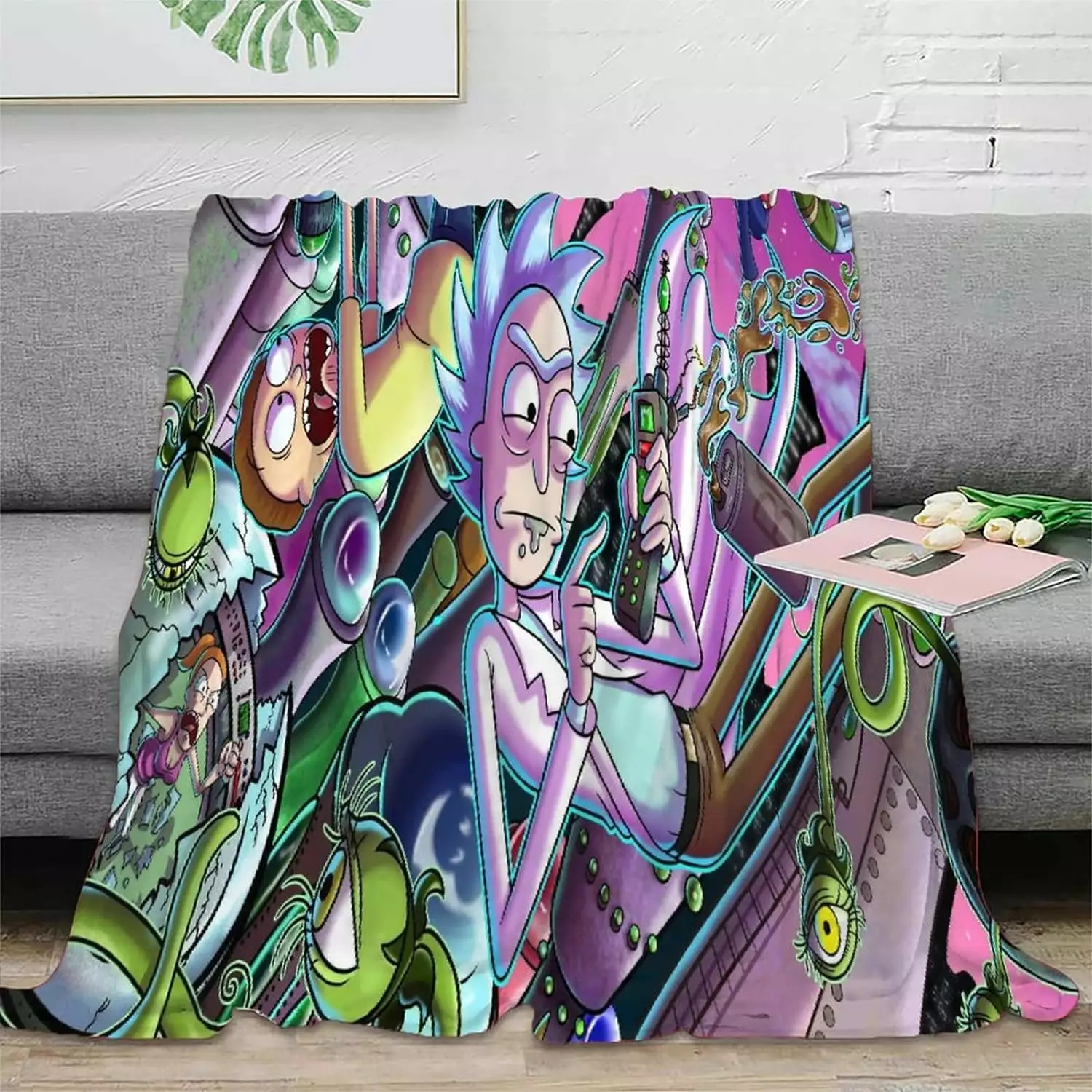 TRAHOO 60x50 Rick And Morty 3D Printed Fleece Plush Blanket Warm Winter
