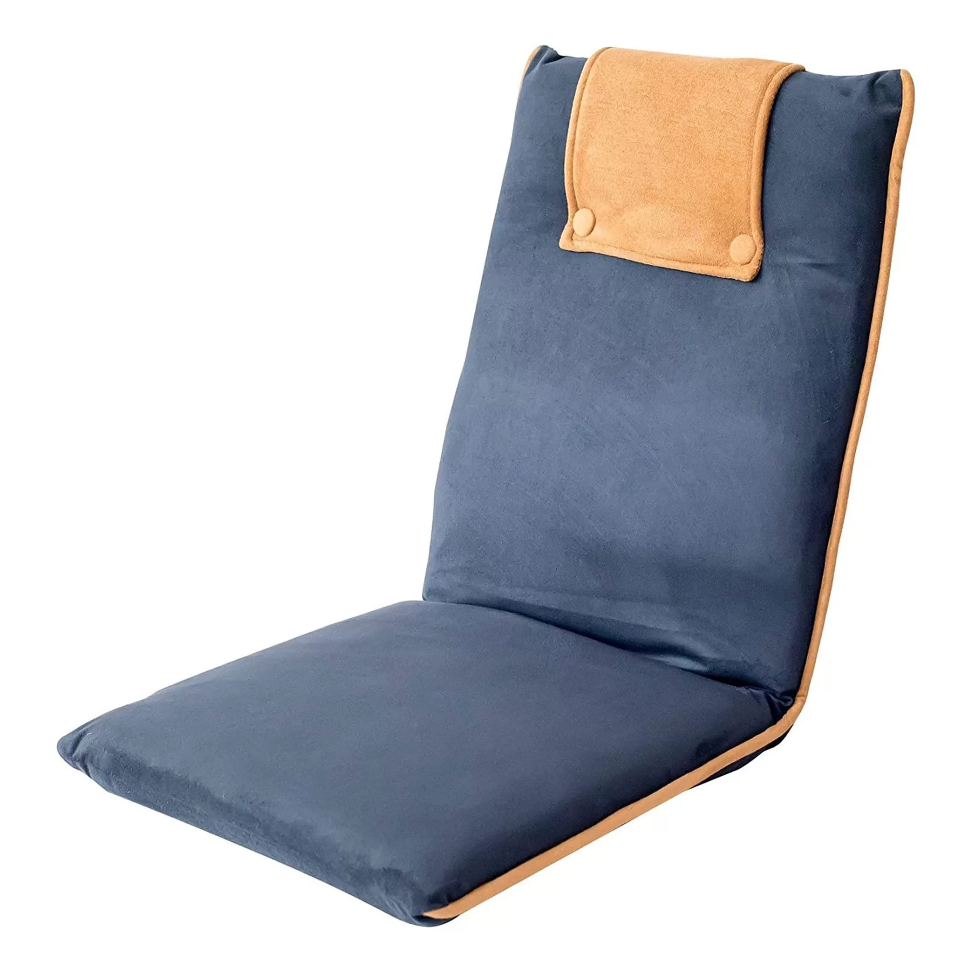 bonVIVO Portable Padded Cushion Floor Chair Seat Adjustable Back Blue/Beige