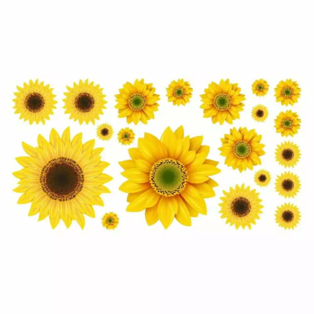 20pc DIY Sunflower Wall Sticker 3D Yellow Flower Wall Decals Peel and Stick Removable Wall Art Decor Majestic Ace