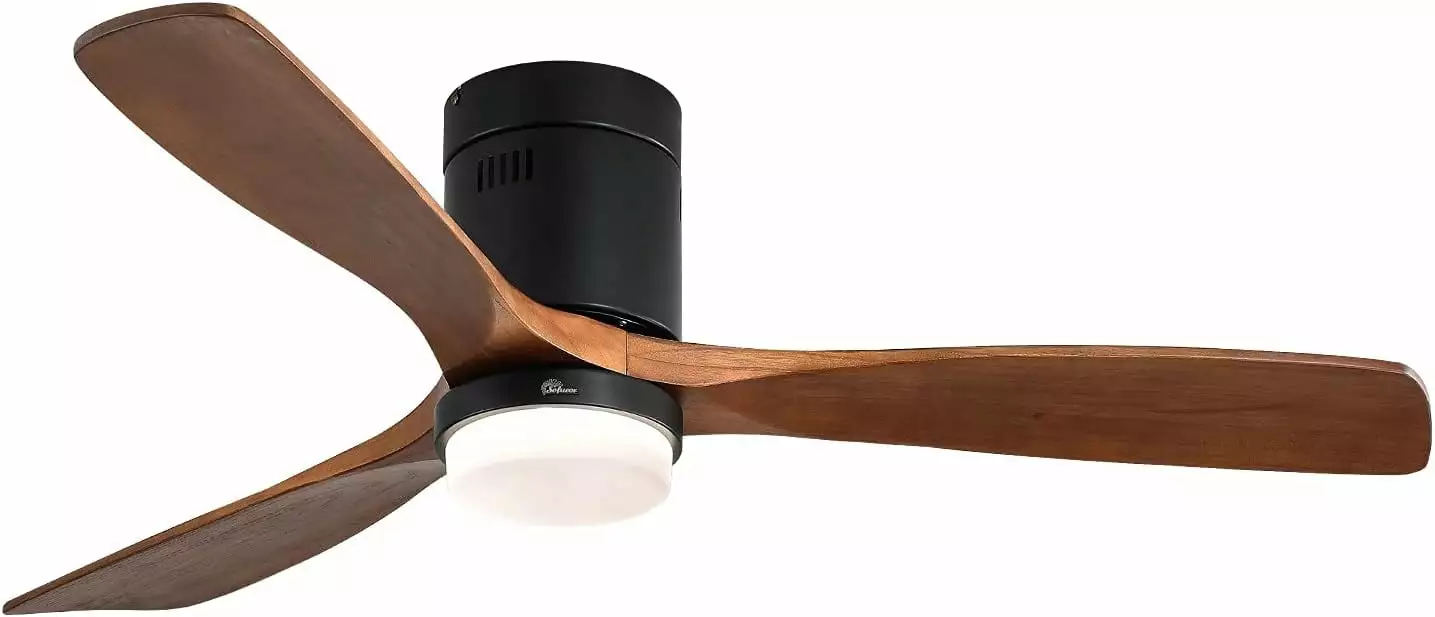 Sofucor 52 Flush Mount Ceiling Fan Light and Remote Control and 3 Wood Blades
