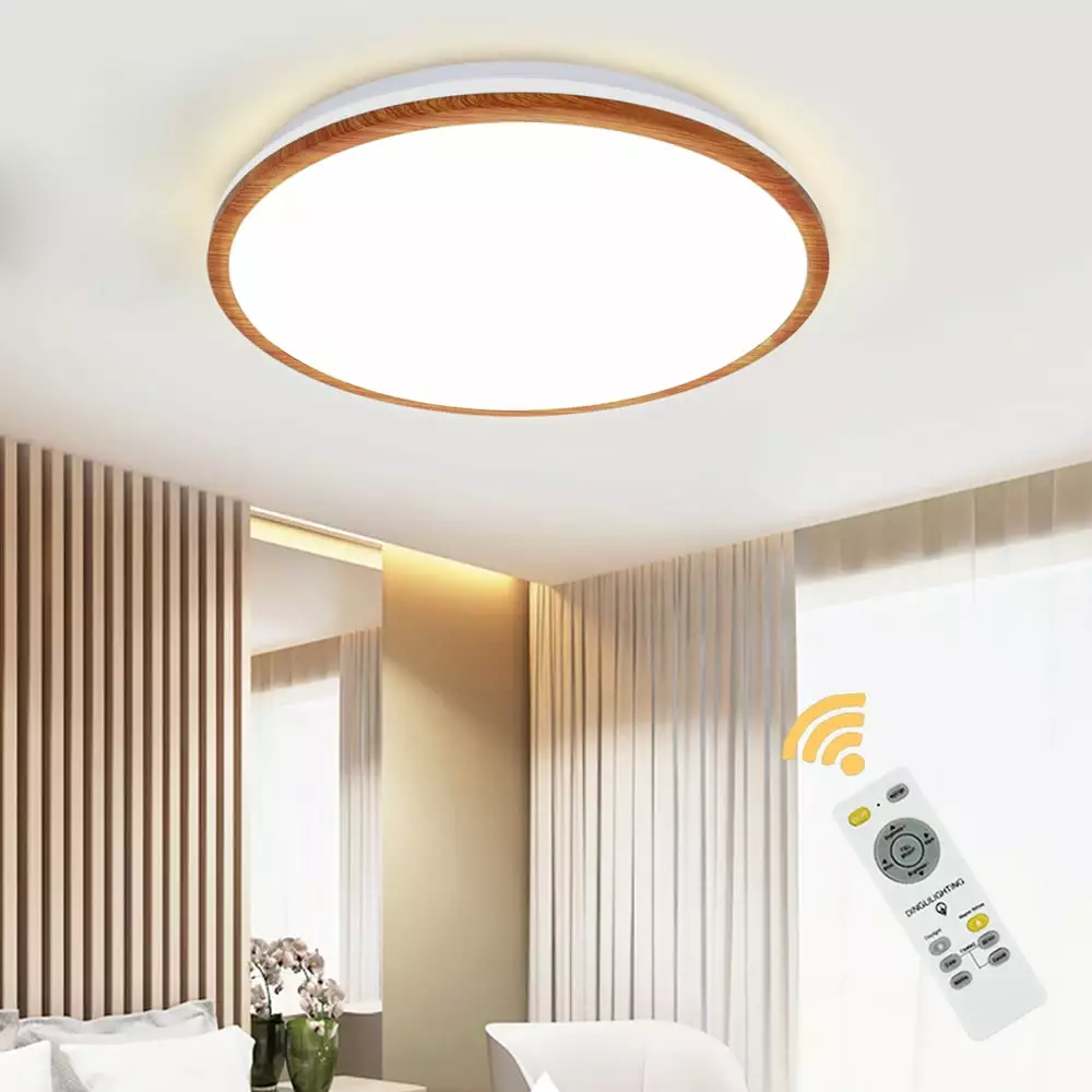 Depuley 17 35W Dimmable LED Flush Mount Ceiling Light Remote 3-Color Changing Living Room Bedroom Kitchen