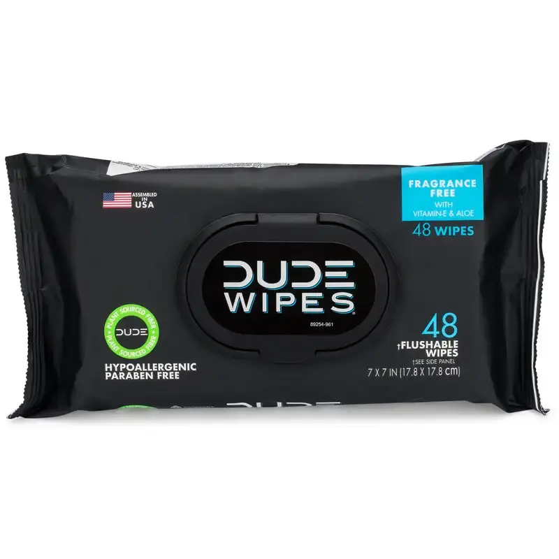 DUDE WIPES Disposable Wet Wipes 48 Count Pack 8 Flushable Wipes