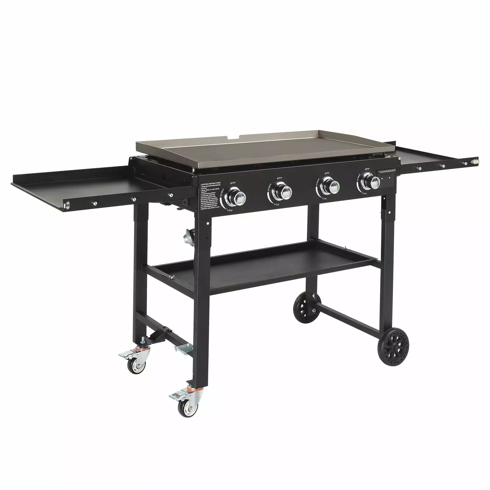 Ktaxon 4-Burner Propane Griddle Foldable BBQ Grill Flat Table Top Gas Cooking Station Side Shelves