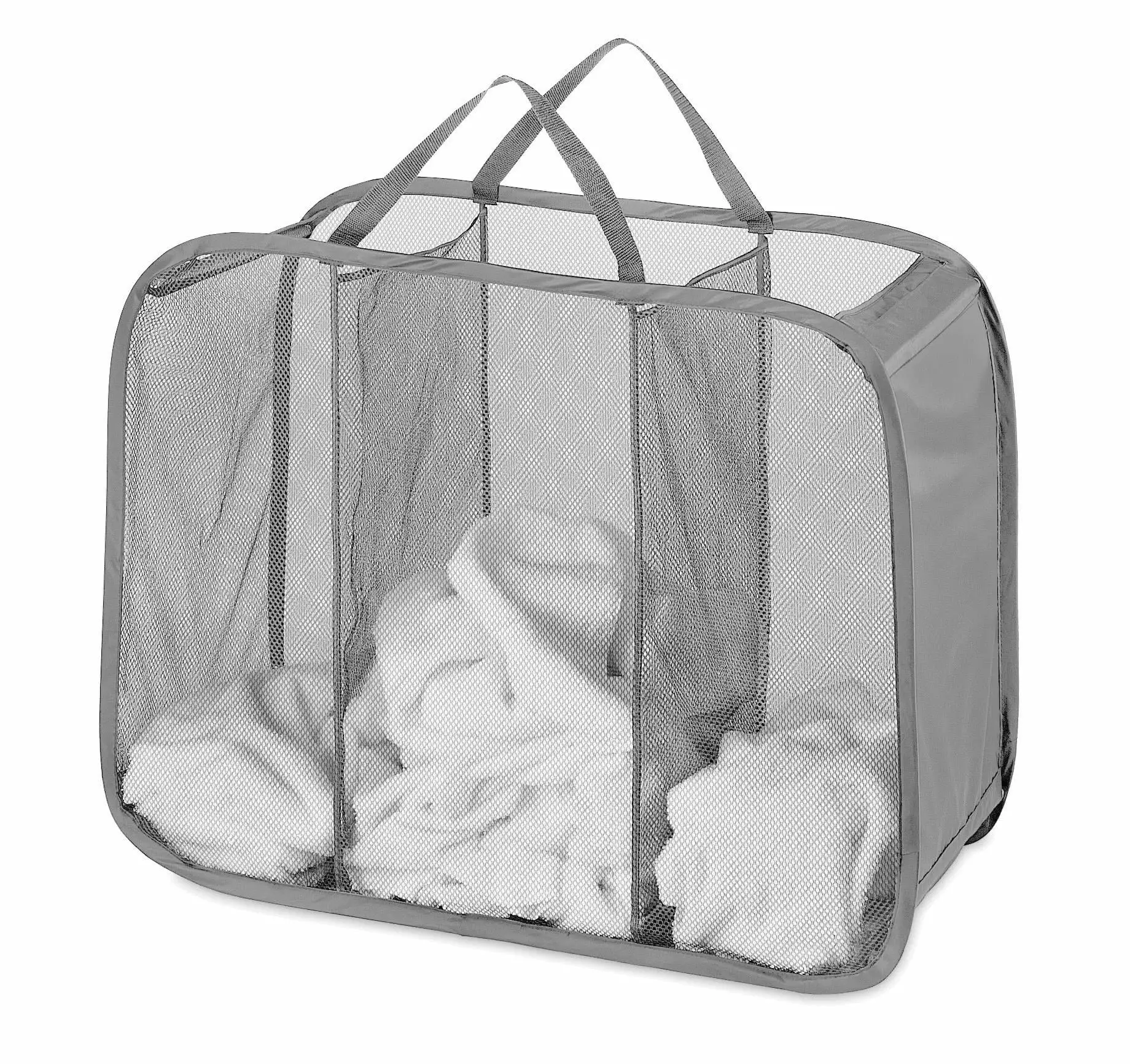 Whitmor Polyester Mesh Pop & Fold Laundry Sorter Paloma Gray Adults