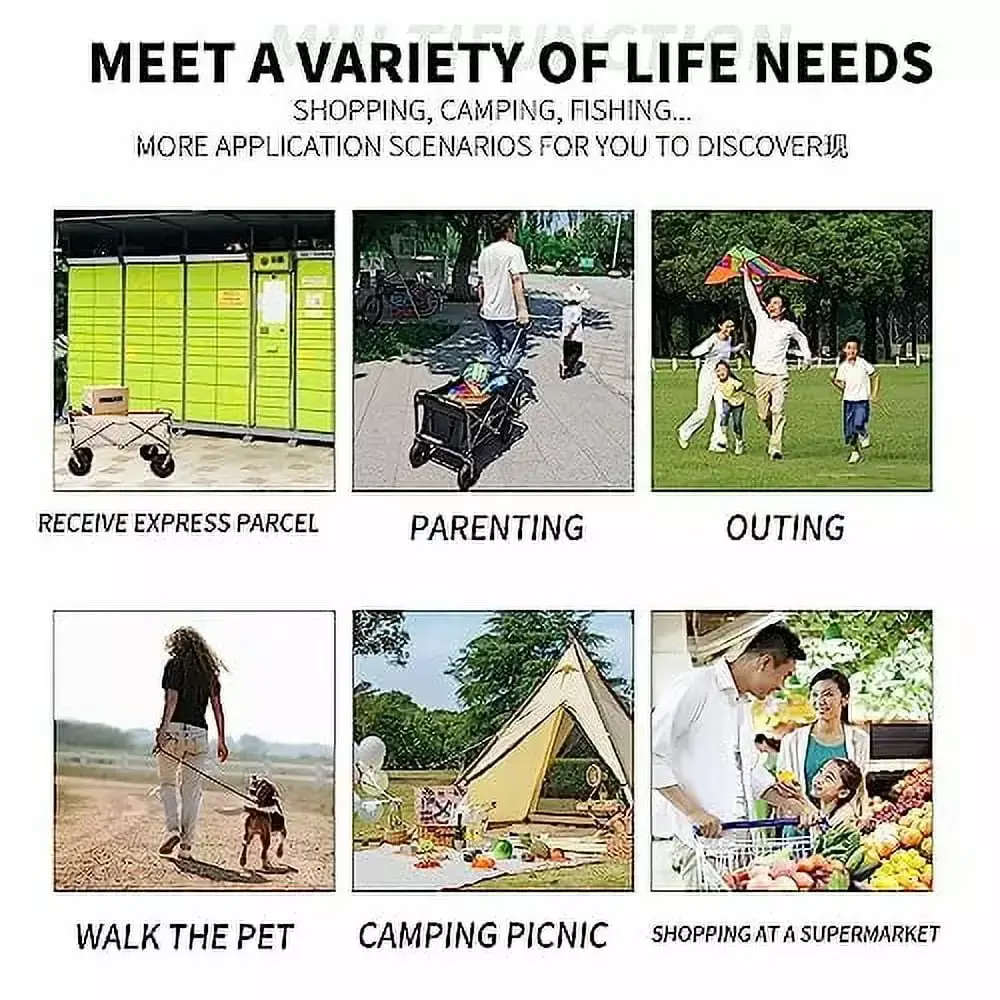 Collapsible Foldable Wagon Outdoor Garden Cart Multipurpose Beach Trolley Camping Sports