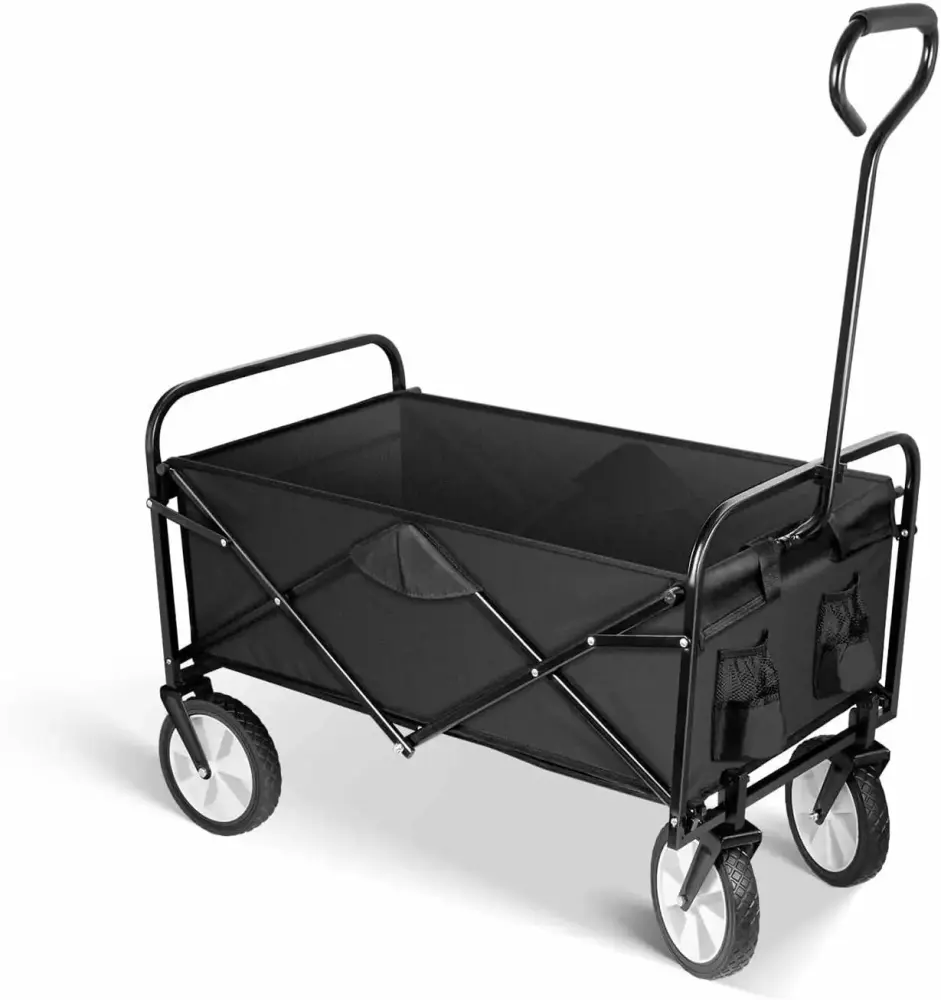 Clearance YSSOA Heavy Duty Folding Hand Cart Removable Canopy 8 Inch Wheels Adjustable Handles Picnic Beach Camping