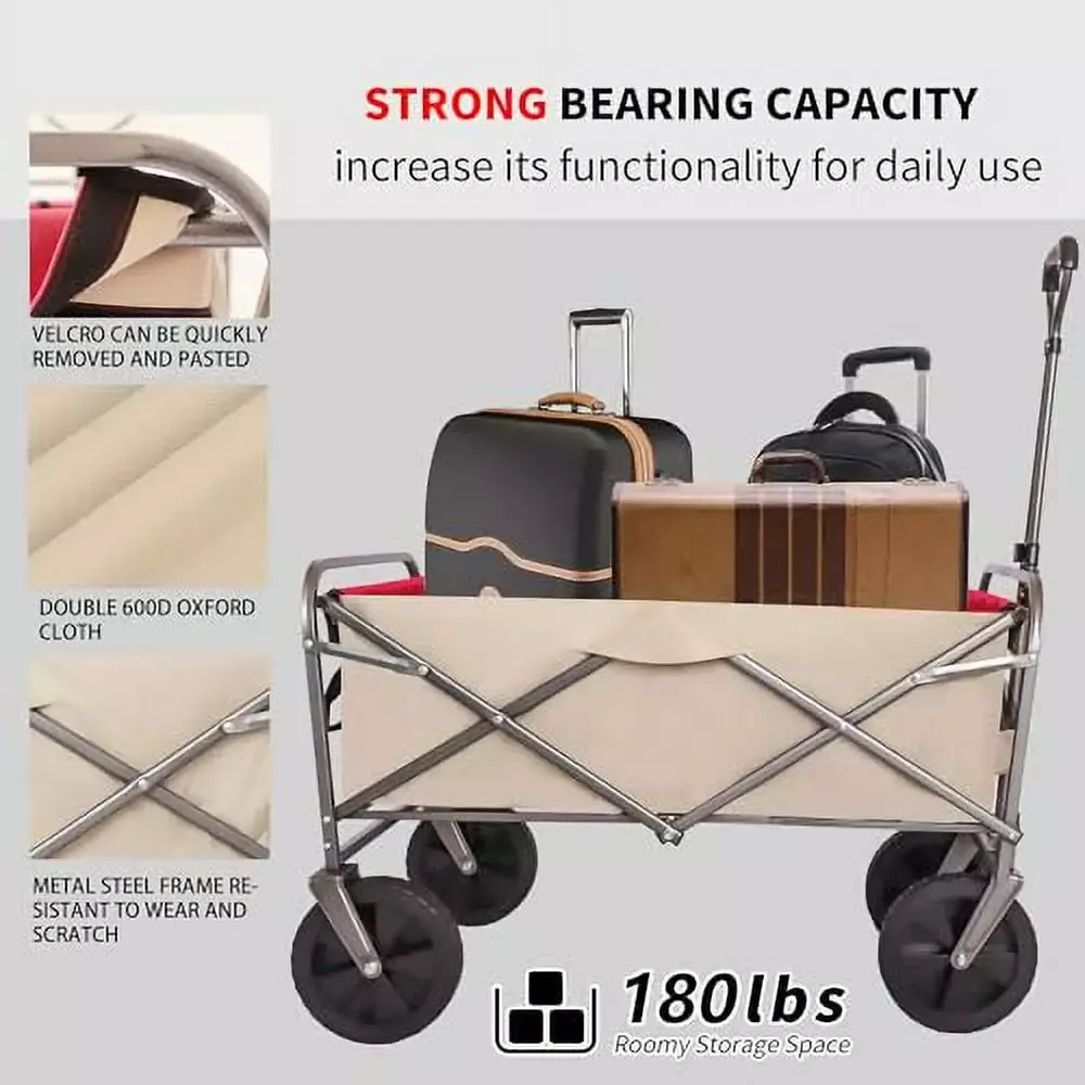 Collapsible Foldable Wagon Outdoor Garden Cart Multipurpose Micro Beach Trolley Camping and Sports