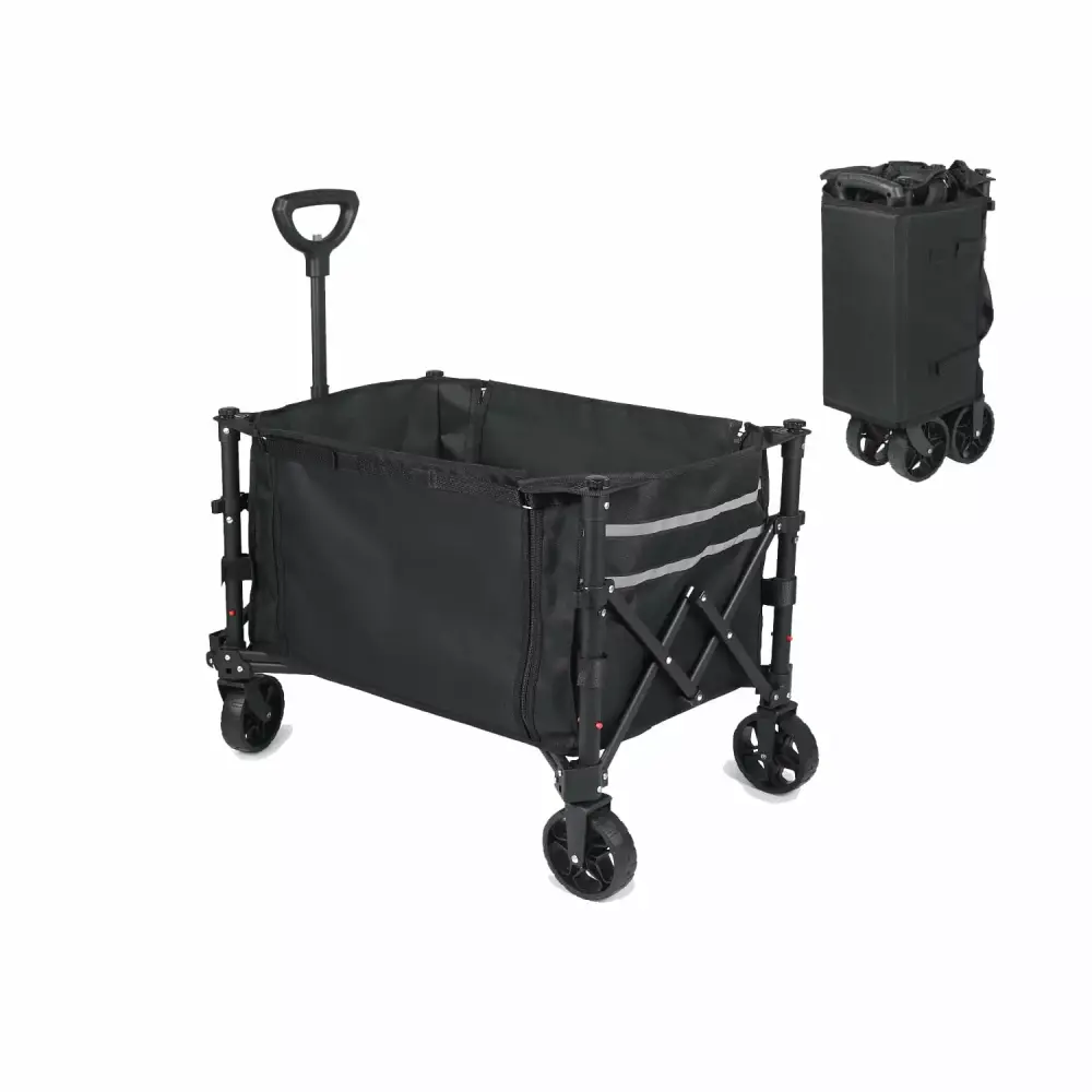 Novelinks Space-saving Outdoor Folding Utility Wagon Garden Cart Wheels Black Camping Wagon