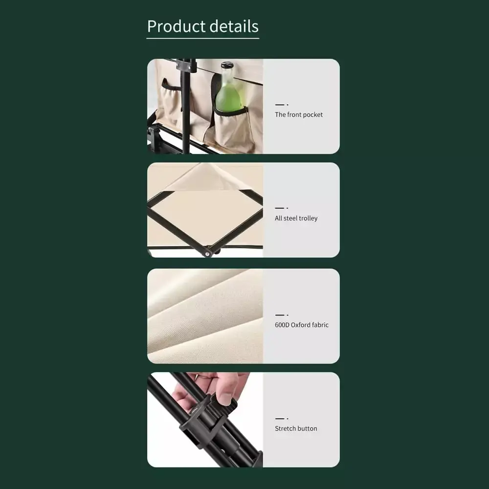 Trolley Cart Adjustable Handle 150L Travel-Friendly Picnic Cart Adjustable Handle Outdoor Activities Cart