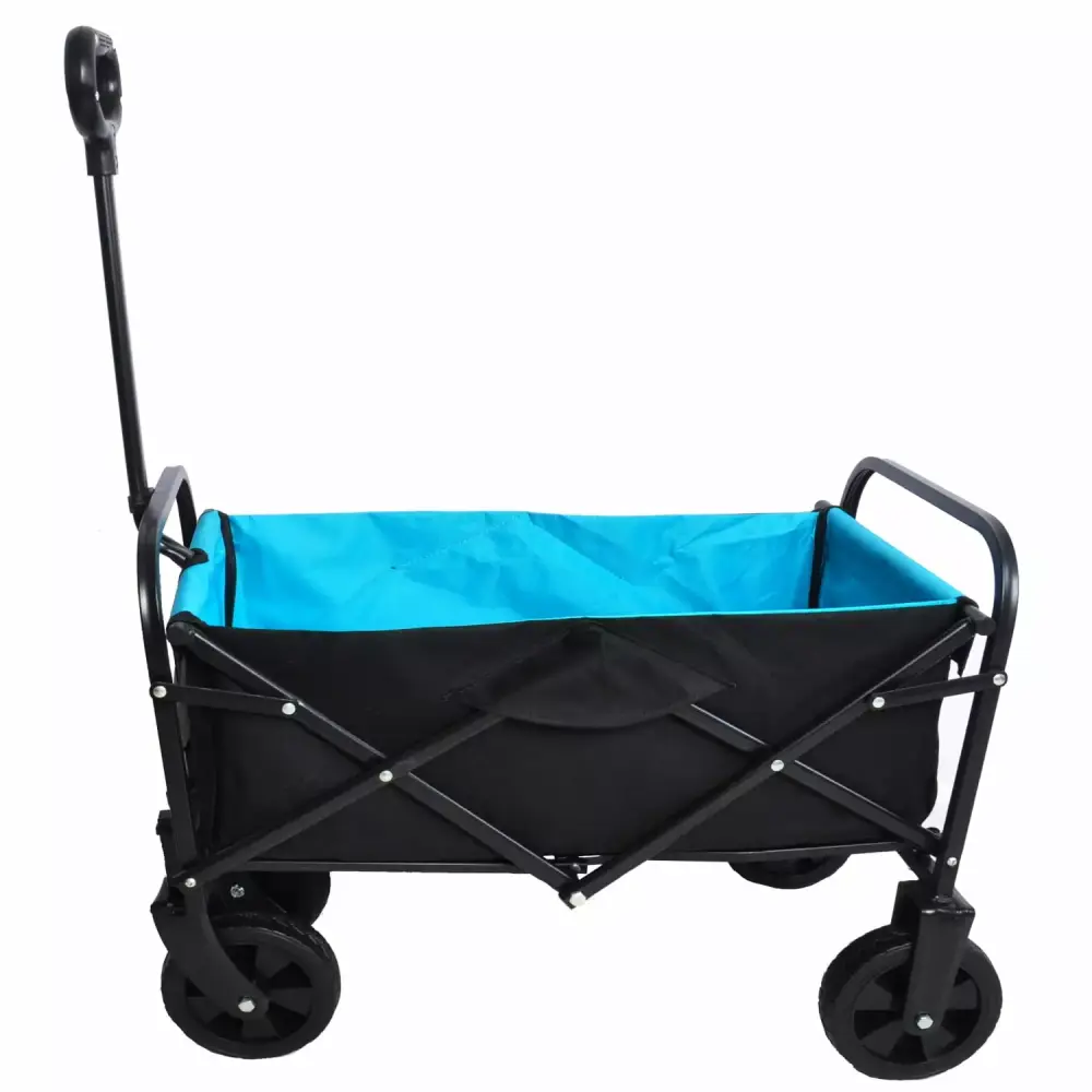UYGFERV Mini Folding Wagon Garden Shopping Beach Cart Black and Blue Portable Design