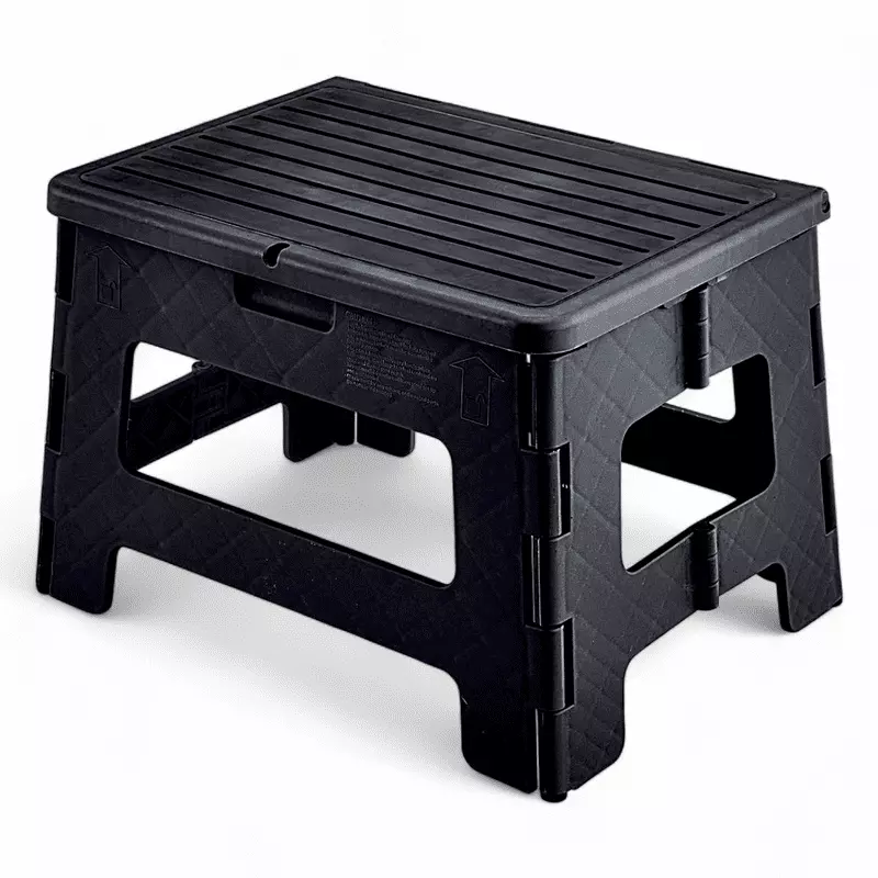 One Step Folding Stool Featherweight and Travel-Friendly 300 lbs Capacity Black Franklin