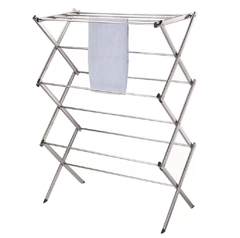Simple Spaces BS64-CH-3L Folding Clothes Dryer Chrome Space Saving Laundry Rack