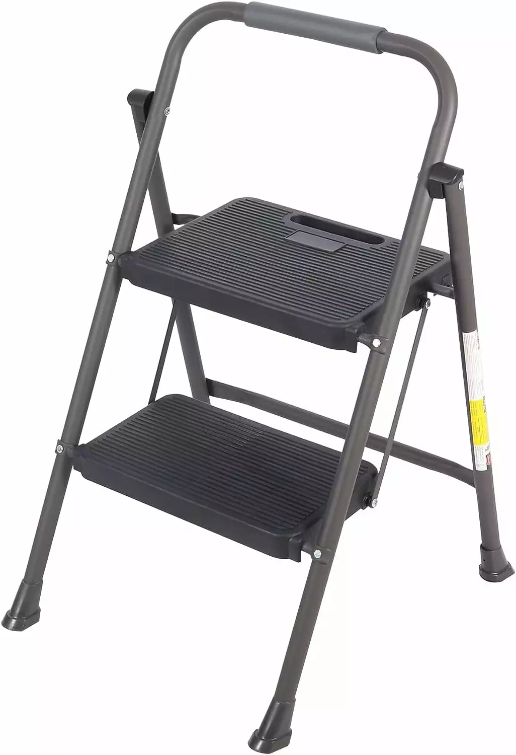 REDCAMP 2 Step Ladder Rubber Hand Grip 330 Lbs Capacity Folding Step Stool Kitchen Office Black