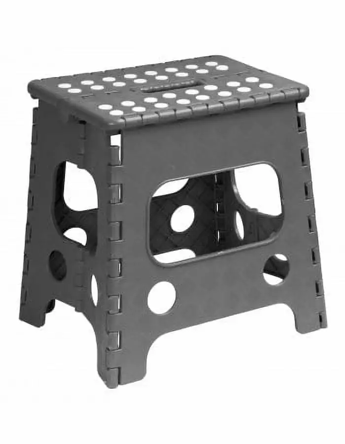 Superio Folding Step Stool Anti-Slip Surface 15 Inch Grey - Safe and Durable Step Stool