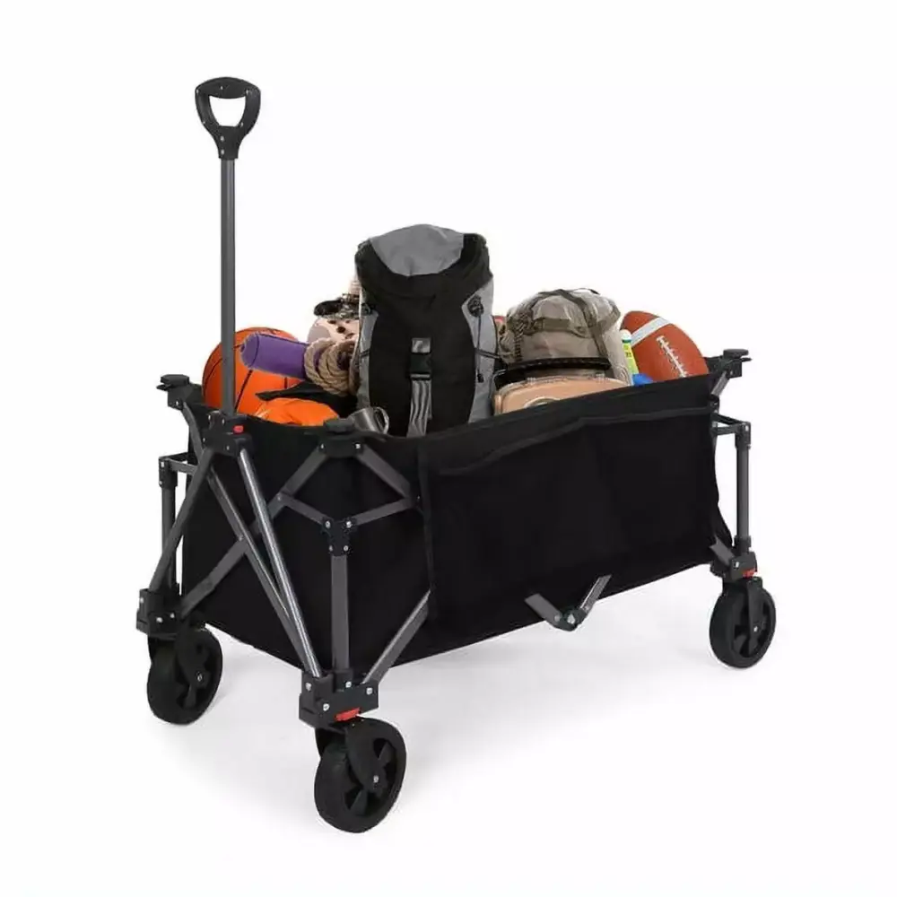 EAGLE PEAK Heavy-Duty Collapsible Folding Utility Wagon Outdoor Garden Use - Black