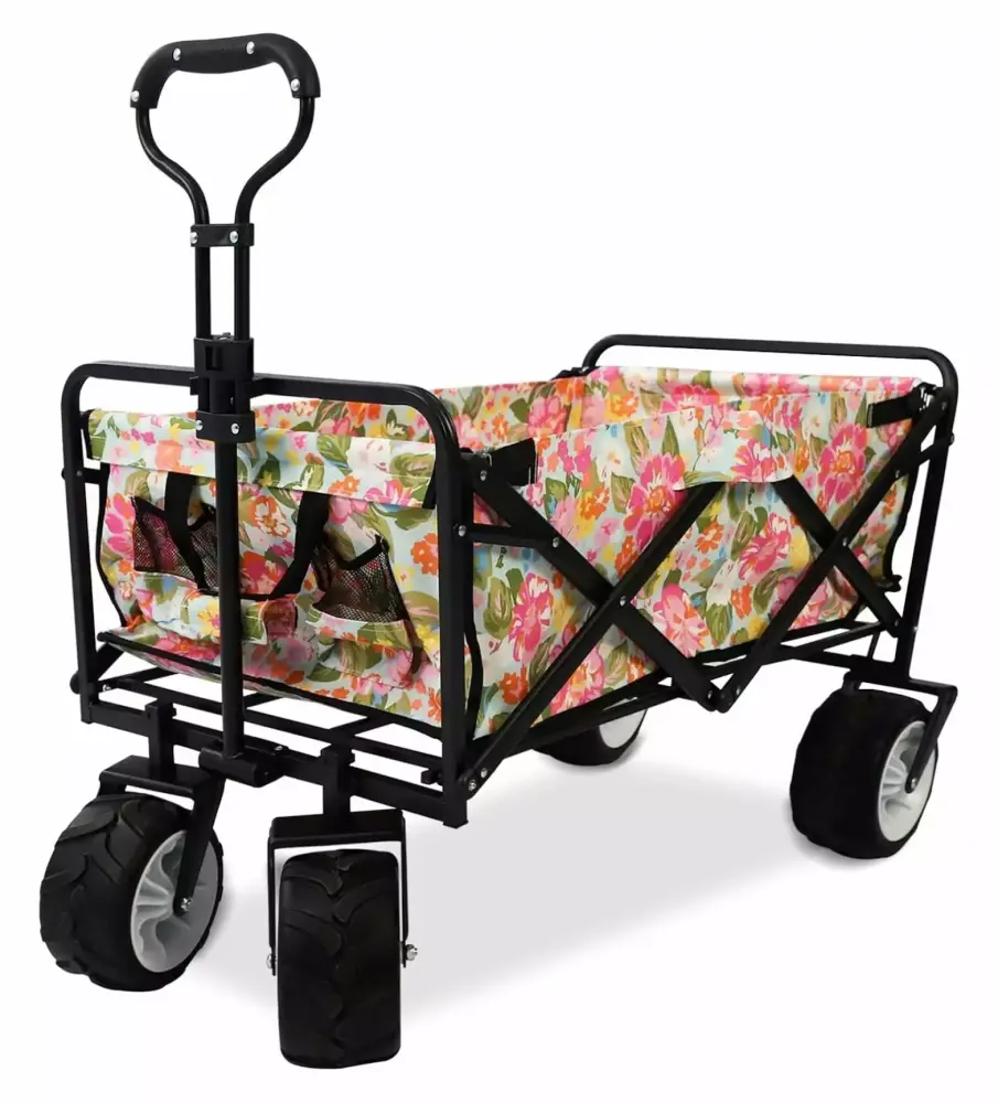 Folding Camping Wagon Heavy Duty Collapsible Utility Wagon Cart Outdoor Sports Shopping Camping Garden Beach