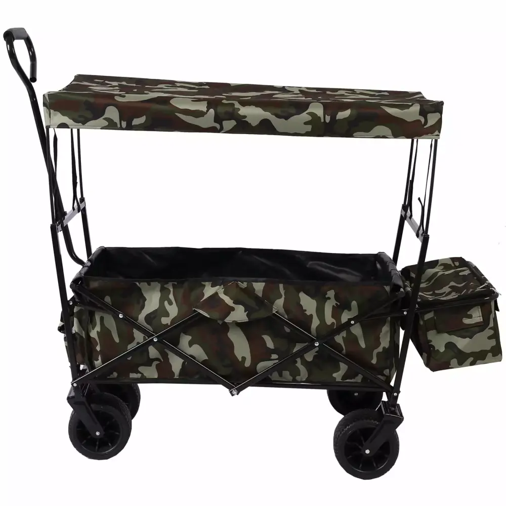 Folding Collapsible Wagon Large Capacity Outdoor Cart All-Terrain Wheels and Adjustable Handle