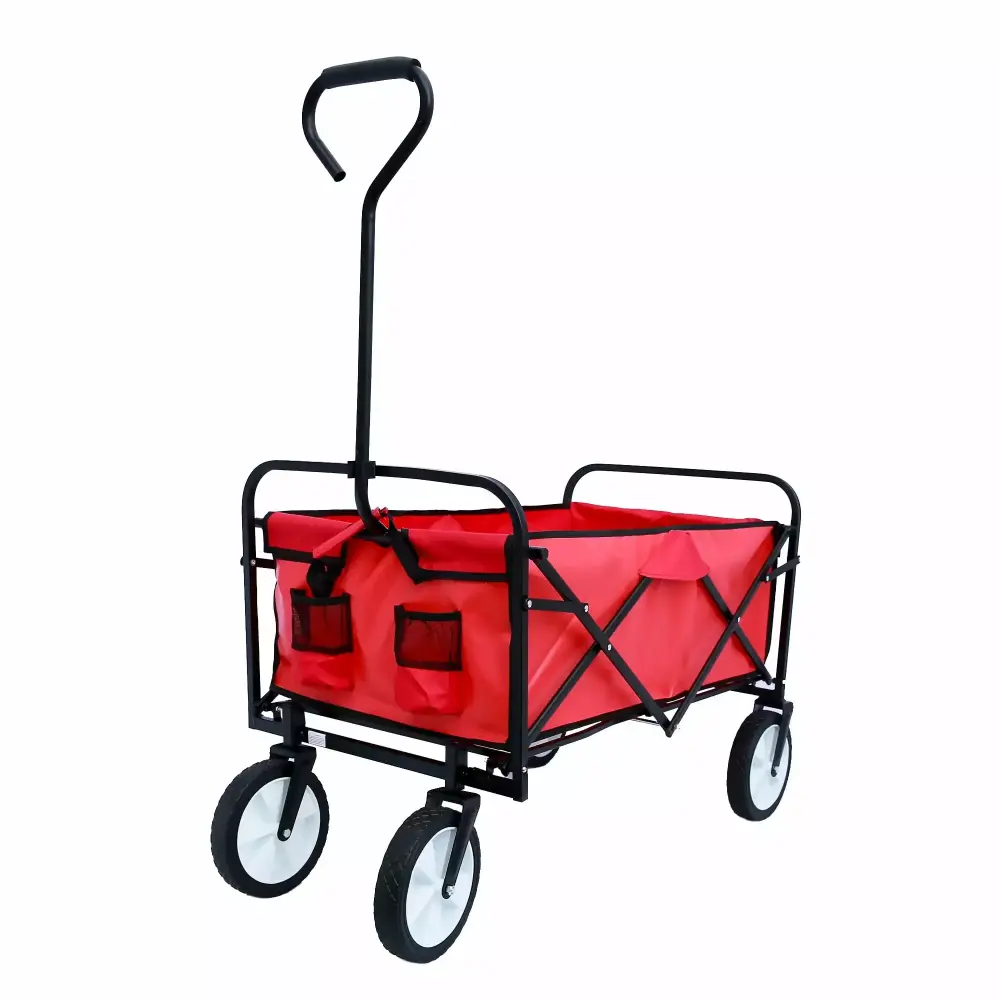 Folding Wagon Garden Shopping Beach Cart Red Blue