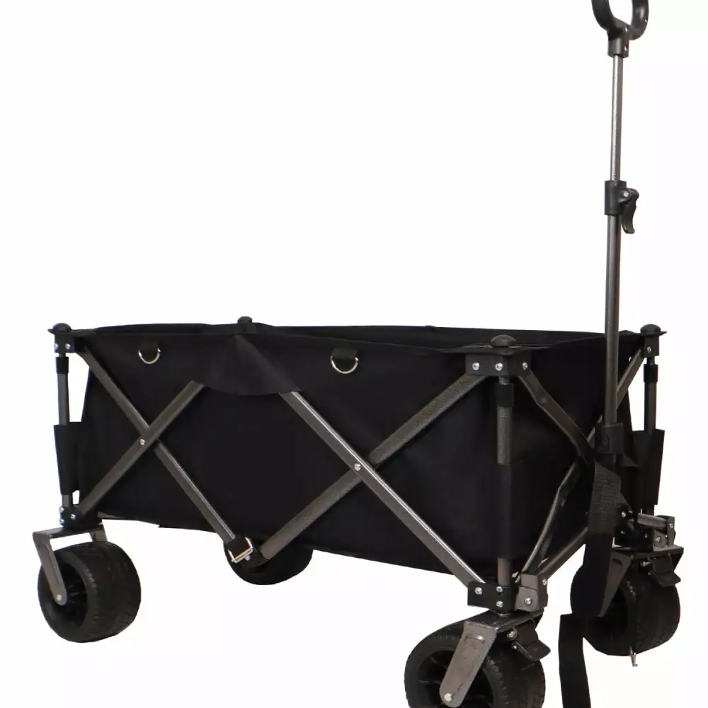 Heavy Duty Adjustable Handle Folding Beach Wagon Cart Big Wheels and Drink Holders Shopping Camping Garden Outdoor