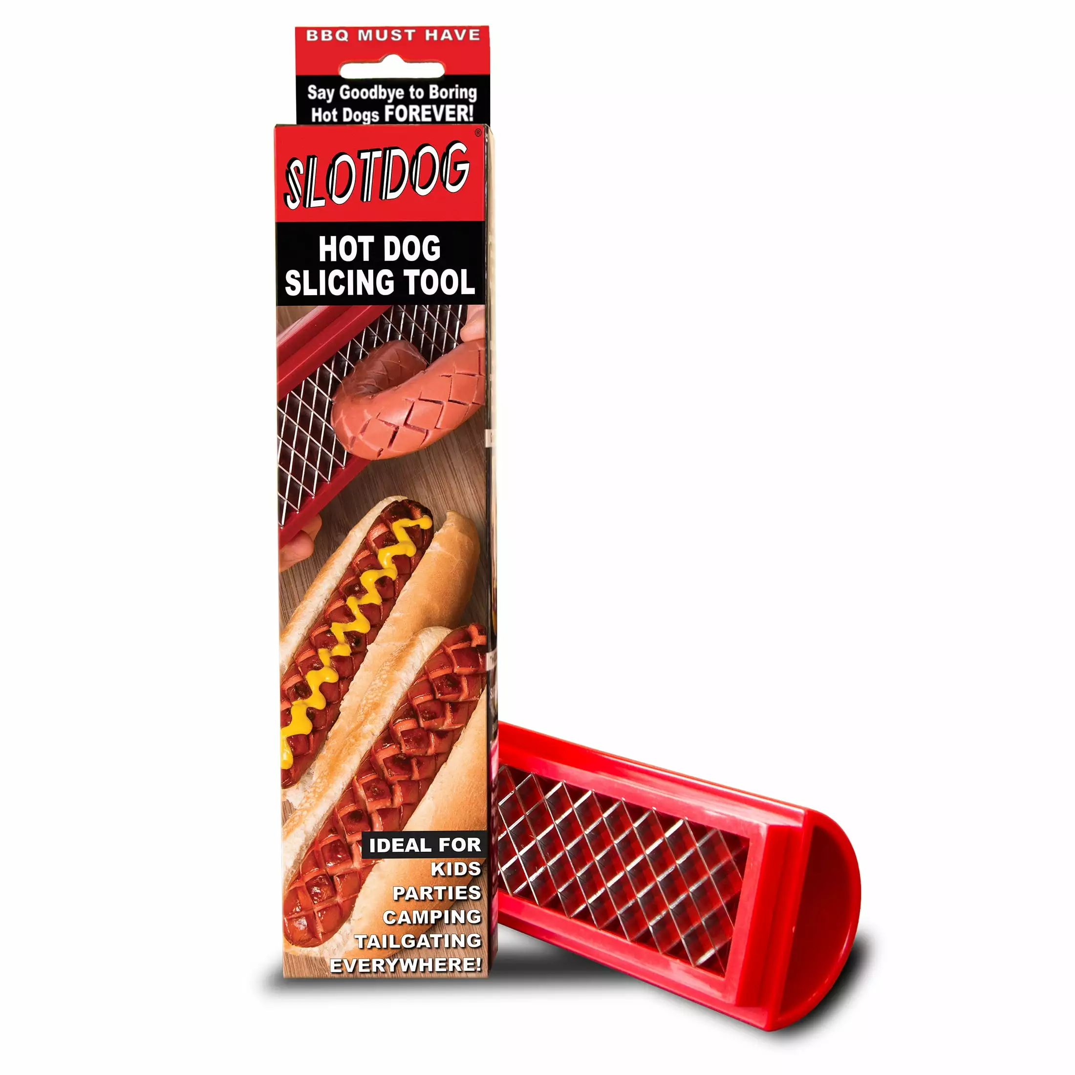 SLOTDOG Hot Dog Slicing Tool Stainless Steel Cutter Kitchen Grilling Camping